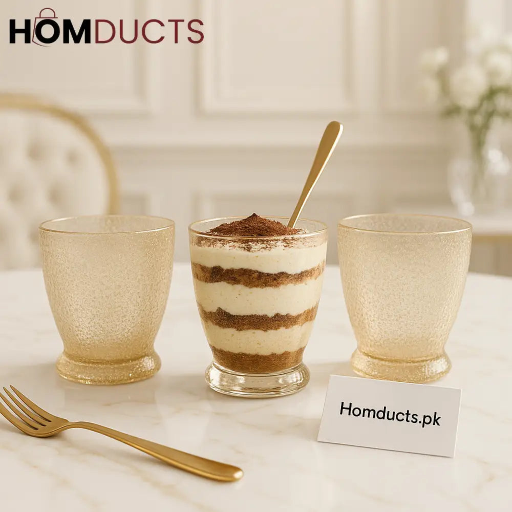 Golden Frost Textured Dessert Glass – 6 Piece Set