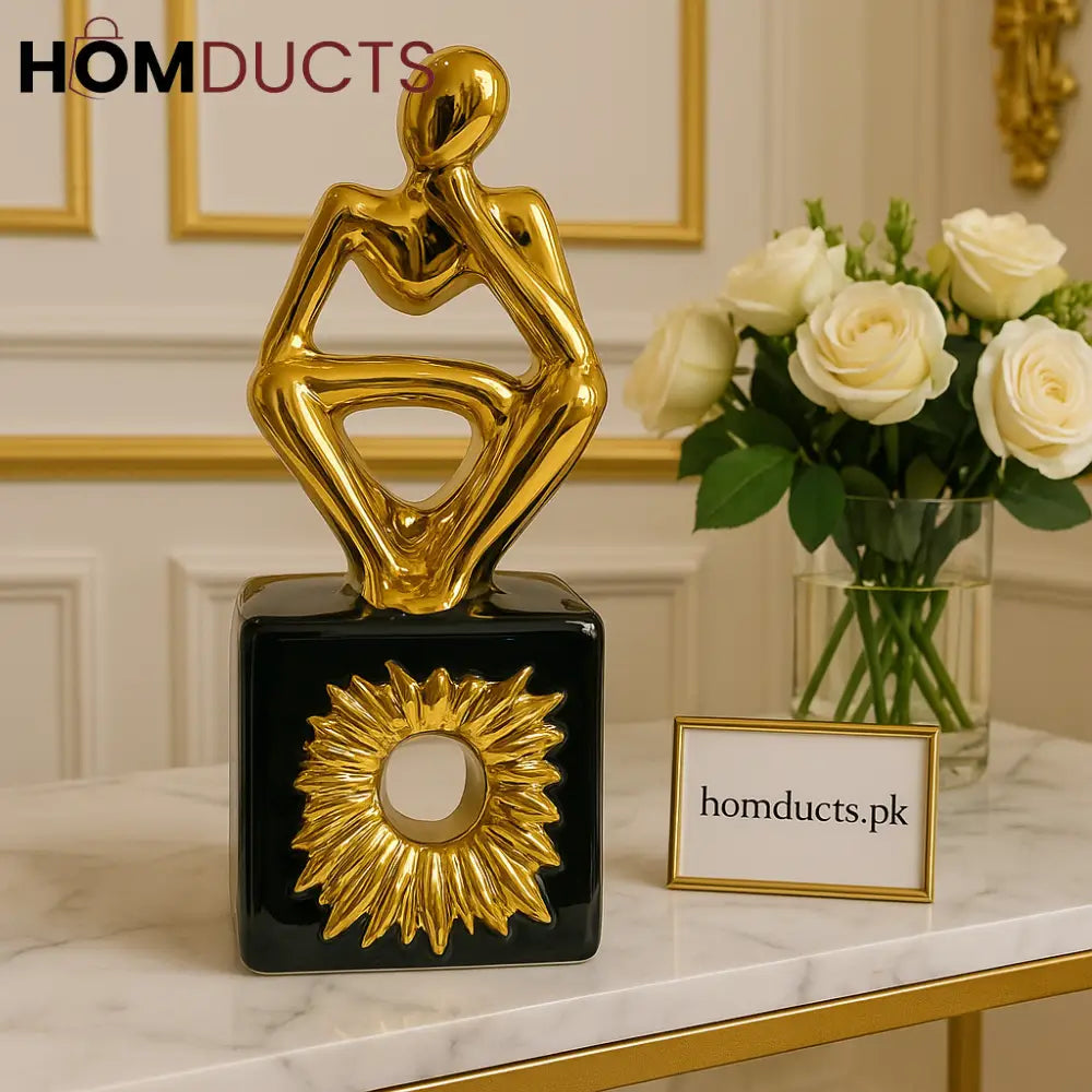 Golden Thinker Abstract Sculpture – Luxury Home Décor Accent