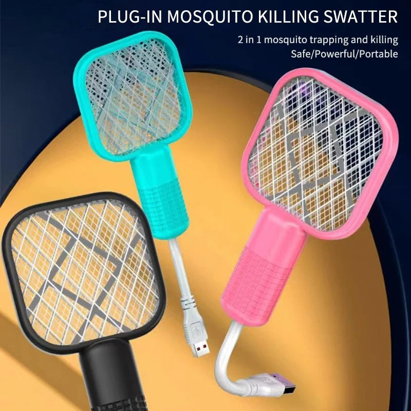 Electric Mini USB Mosquito Killer Racquet Lamp – Rechargeable Wireless Insect Catcher & LED Night Light for Home & Outdoor Use