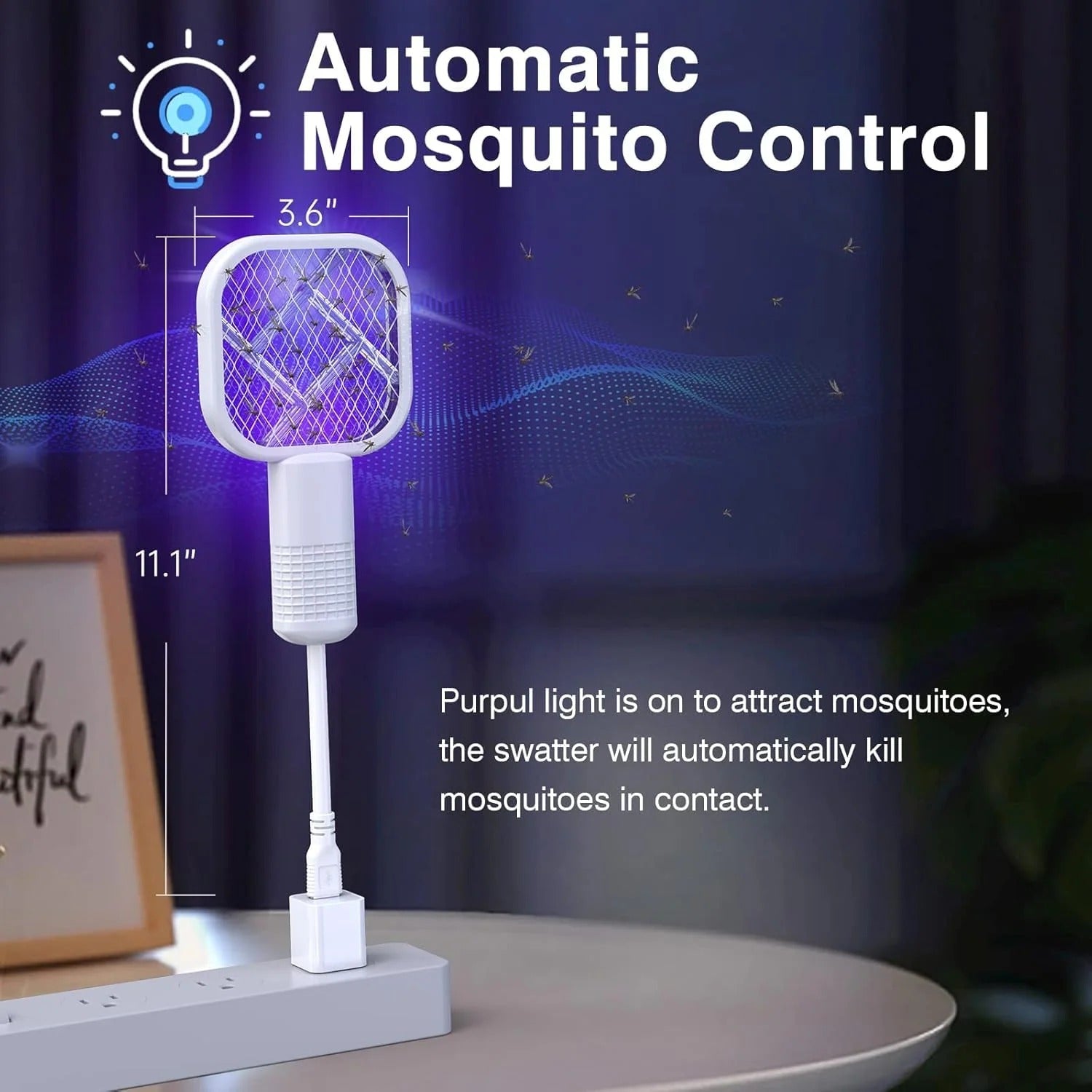 Electric Mini USB Mosquito Killer Racquet Lamp – Rechargeable Wireless Insect Catcher & LED Night Light for Home & Outdoor Use