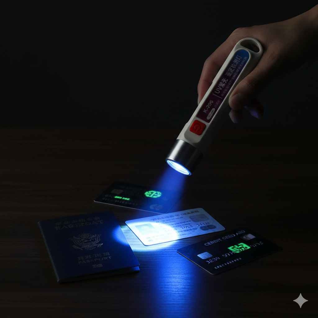 Handheld LED UV Money Detector – Portable Fake Currency Checker for Banknotes