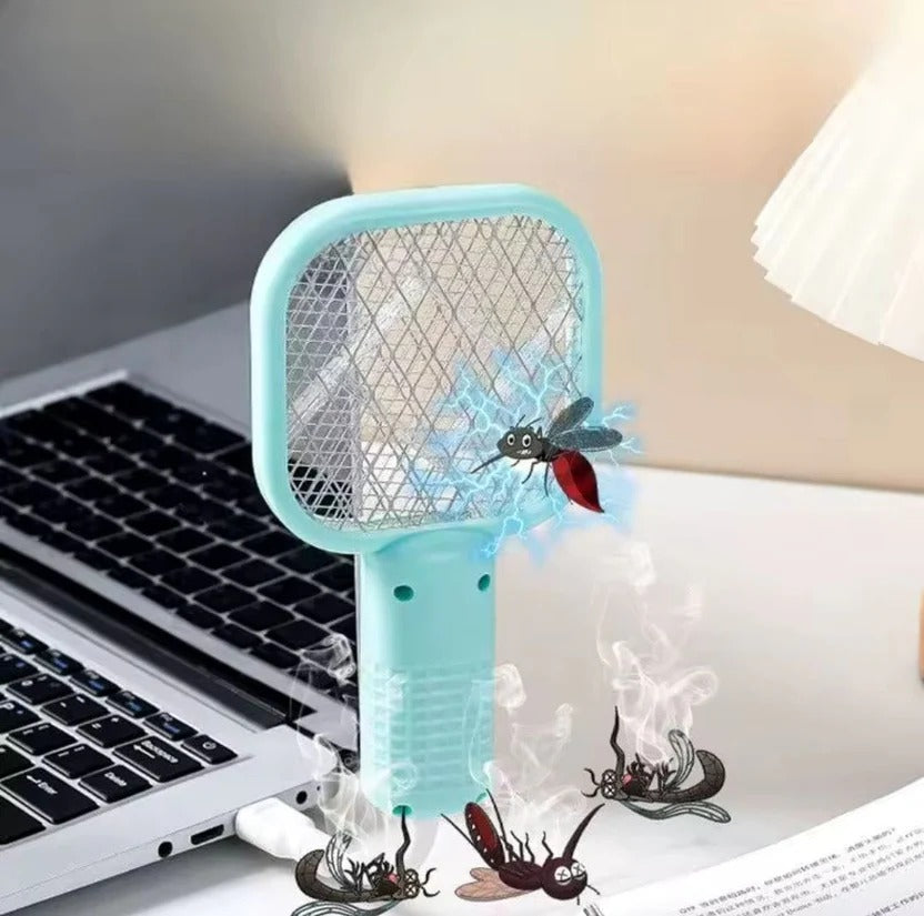 Electric Mini USB Mosquito Killer Racquet Lamp – Rechargeable Wireless Insect Catcher & LED Night Light for Home & Outdoor Use