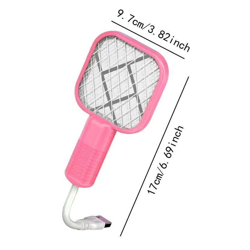 Electric Mini USB Mosquito Killer Racquet Lamp – Rechargeable Wireless Insect Catcher & LED Night Light for Home & Outdoor Use