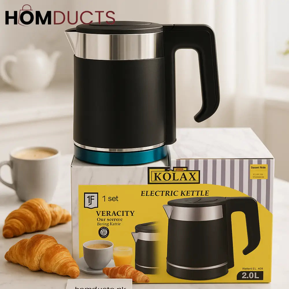 Kolax Premium Electric Kettle – 2.0L | High-Speed Boil, Auto Shut-Off, Stainless Steel Design