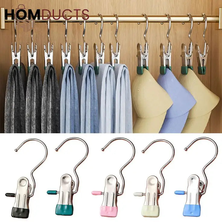 Laundry Hanging Hooks Clothes Pin For Closet Organizer (Pair)