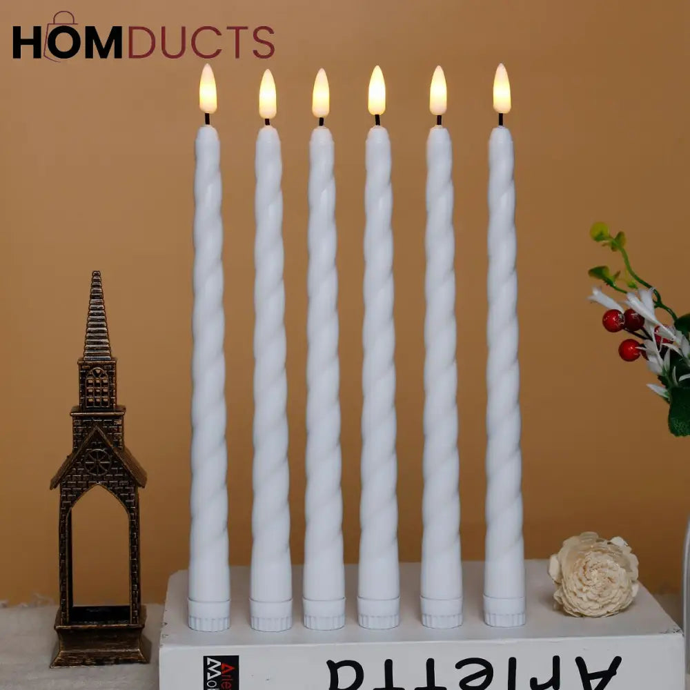 LED Twisted Taper Candle – 1pc Flameless Ivory Candle with Realistic Warm Glow