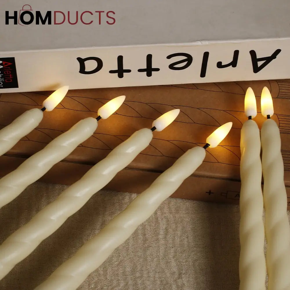 LED Twisted Taper Candle – 1pc Flameless Ivory Candle with Realistic Warm Glow