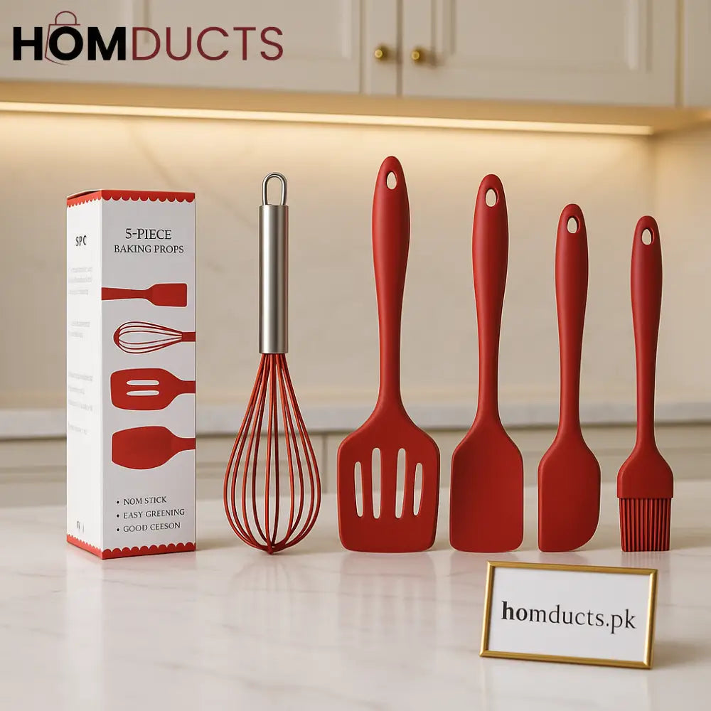 Luxury 5-Piece Silicone Baking Utensil Set – Non-Stick, Heat-Resistant, Premium Kitchen Tools