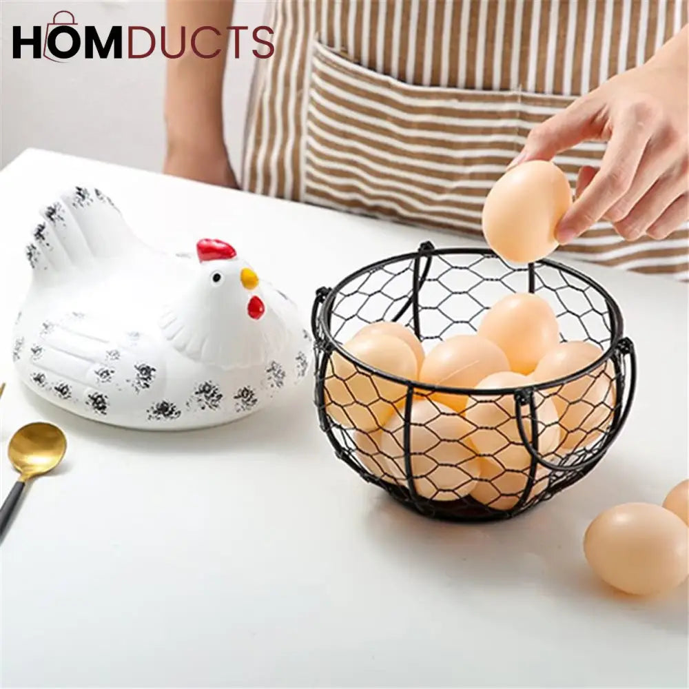 Luxury Ceramic Hen-Shaped Egg Basket with Lid – Premium Kitchen Storage