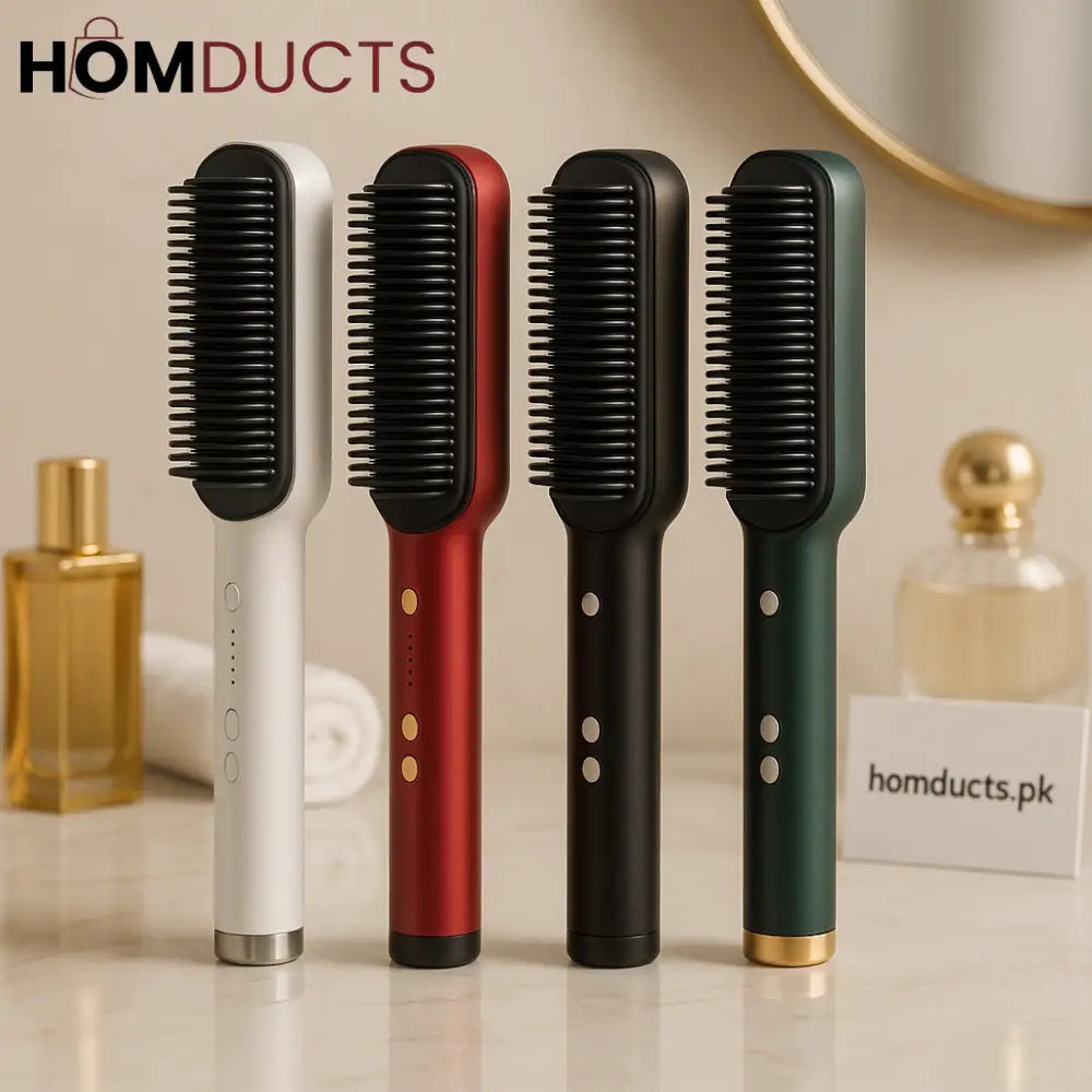 Luxury Electric Hair Straightening Brush – 4-in-1 Professional Styling Comb