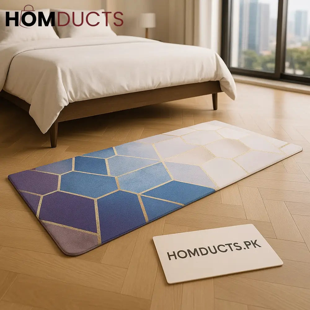 Luxury Geometric Anti-Slip Floor Mat – 58 x 118 cm | Premium Modern Rug for Bedroom, Kitchen & Living Room