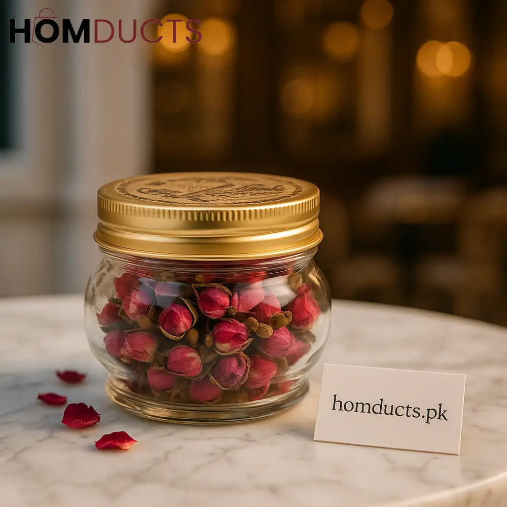 Luxury Golden-Lid Glass Jar – Premium Kitchen & Home Storage Container