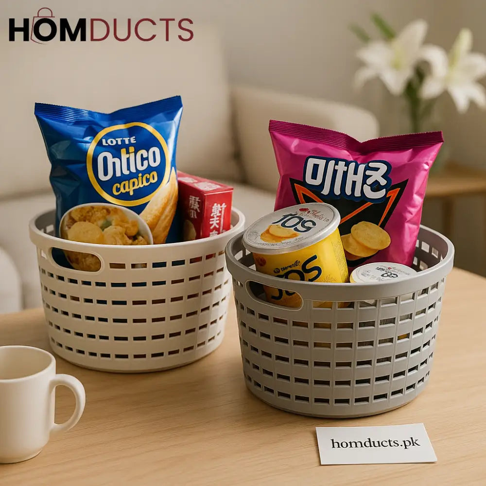 Luxury Multi-Purpose Storage Basket – Premium Organizer for Snacks, Kitchen & Home