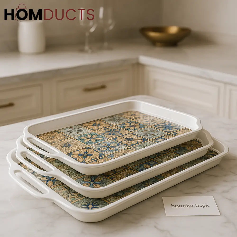Moroccan Mosaic Luxe 4-Piece Serving Tray Set