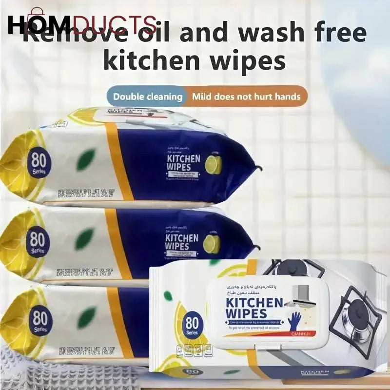 Oil & Grease Remover Kitchen Cleaning Wipes – Wash-Free & Gentle on Hands
