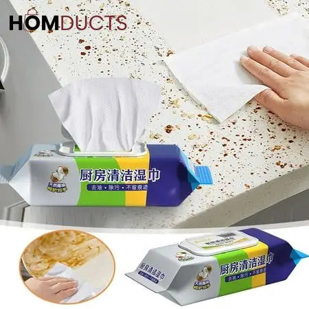 Oil & Grease Remover Kitchen Cleaning Wipes – Wash-Free & Gentle on Hands