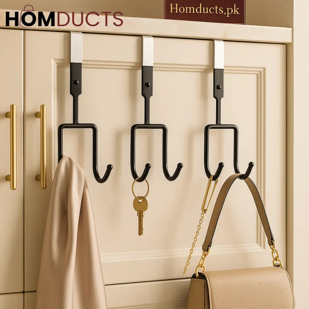 Over-the-Door Dual Hook Organizer – 6pcs Heavy-Duty Metal Hanger Set-1pc