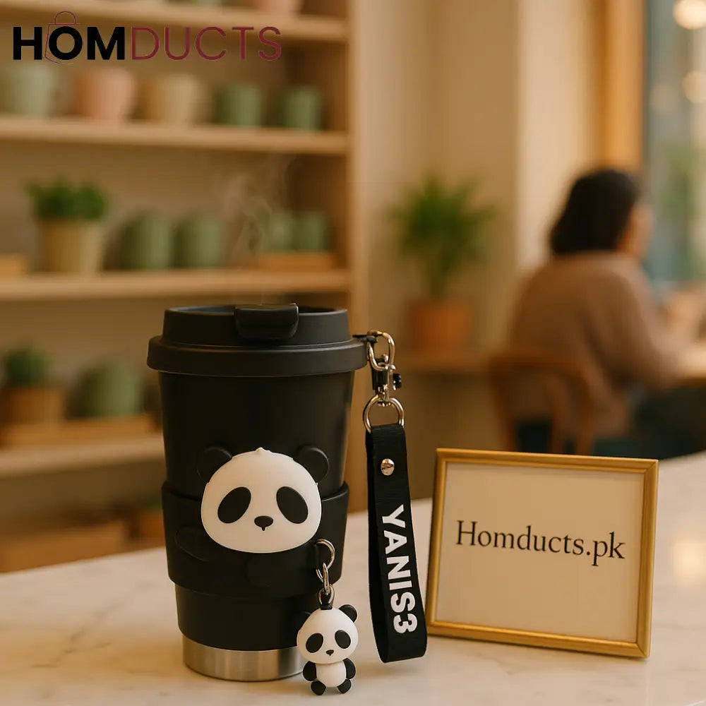 Panda Charm Thermo Cup –  Travel Mug with Strap & Keychain