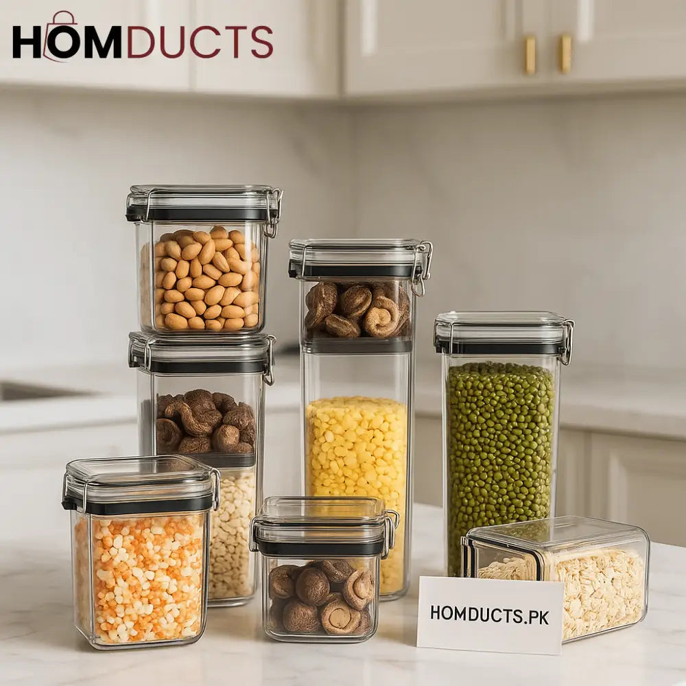 Premium Airtight Kitchen Storage Containers Set – Clear, Leakproof & Space-Saving