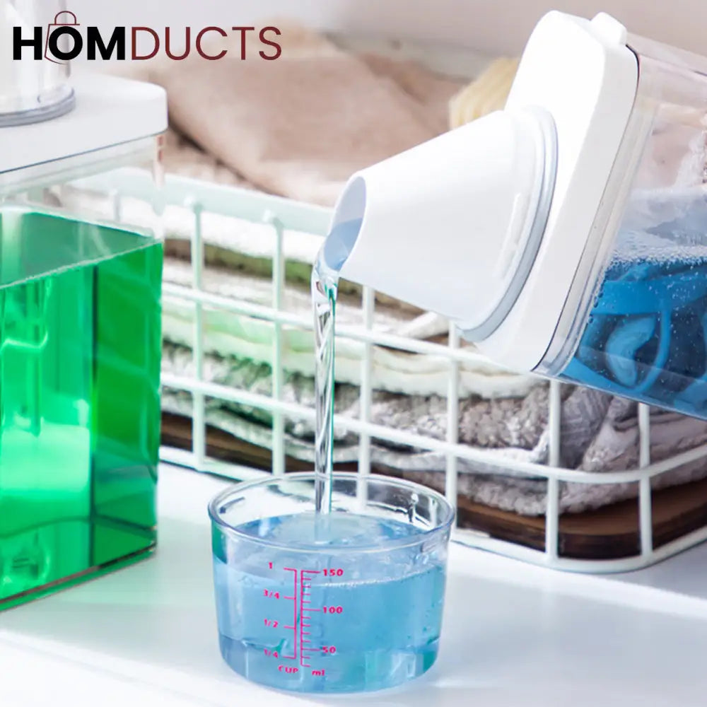 Smart Laundry Dispenser Set – Stackable Containers with Built-In precision Cup for Detergent & Softener