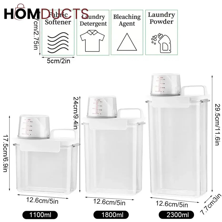Smart Laundry Dispenser Set – Stackable Containers with Built-In precision Cup for Detergent & Softener
