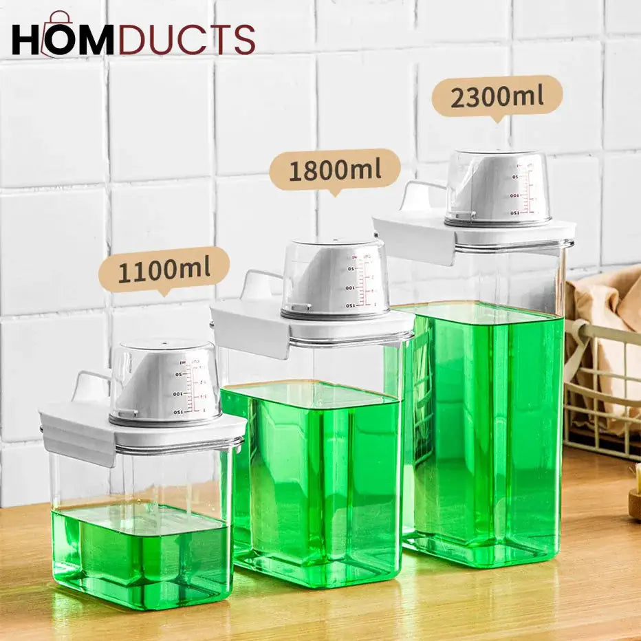 Smart Laundry Dispenser Set – Stackable Containers with Built-In precision Cup for Detergent & Softener