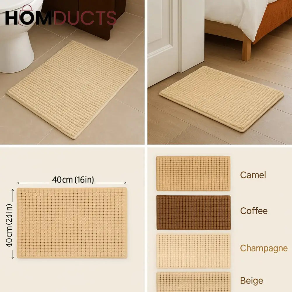 Soft Absorbent Anti-Slip Bathroom & Door Mat – Quick Dry Floor Rug for Home