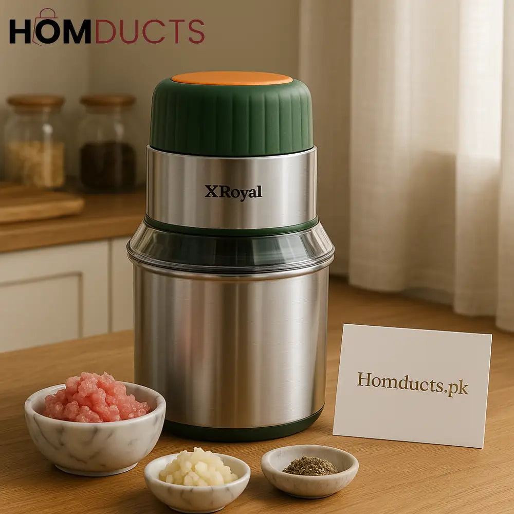 XRoyal 1.0L Electric Meat Grinder & Food Chopper – 250W Stainless Steel Mini Processor